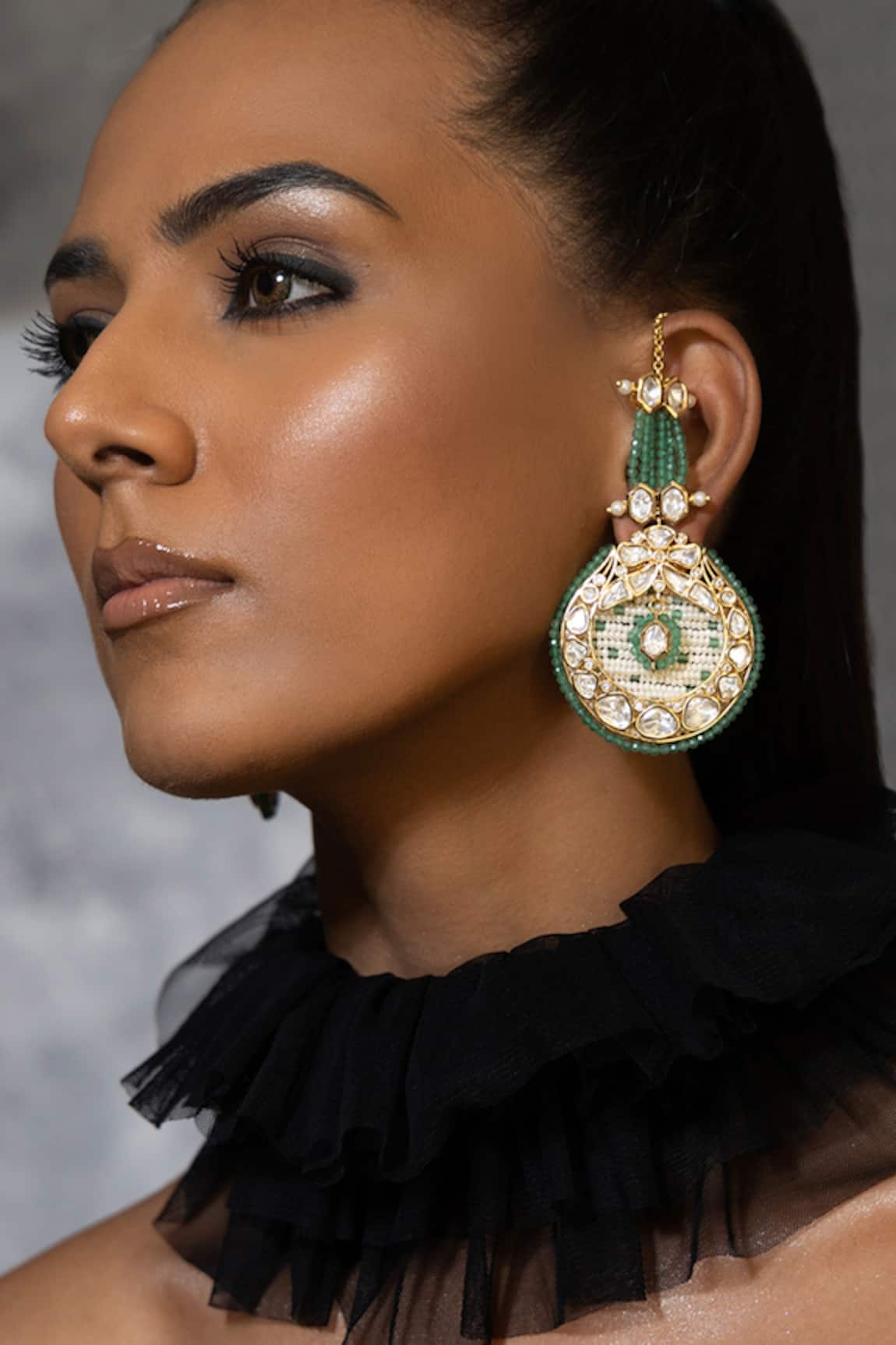 Joules by Radhika Pearl & Polki Embellished Dangler Earrings 