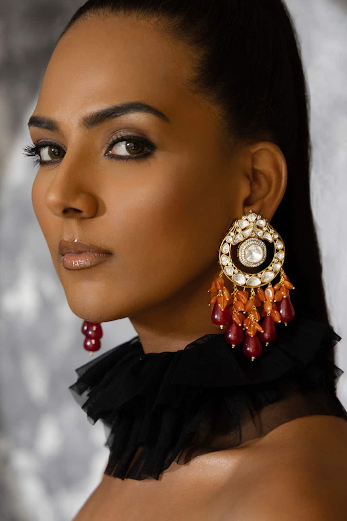 joules by radhika Polki & Beaded Drop Embellished Earrings