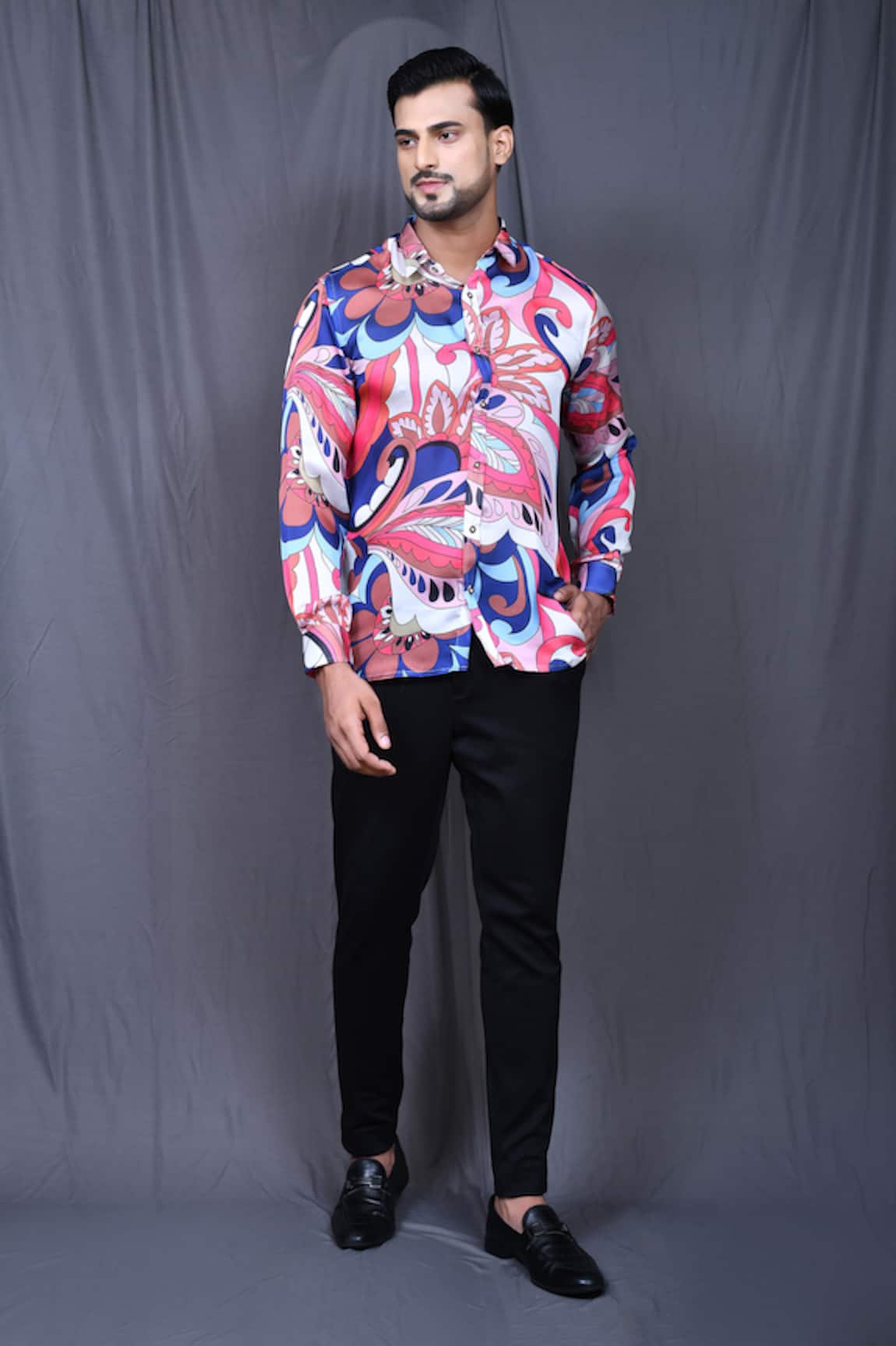 Arihant Rai Sinha Abstract Floral Print Cotton Silk Shirt 