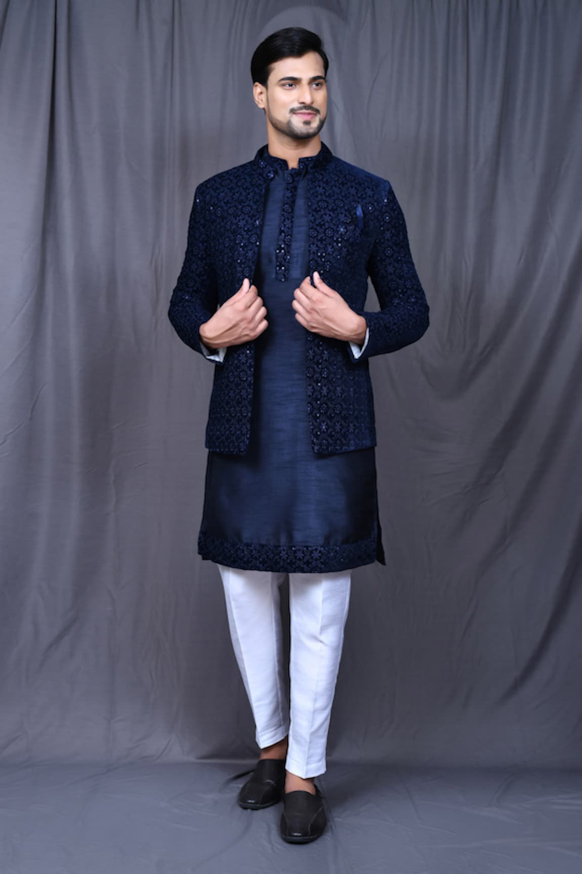 Aryavir Malhotra Embroidered Jacket & Kurta Set