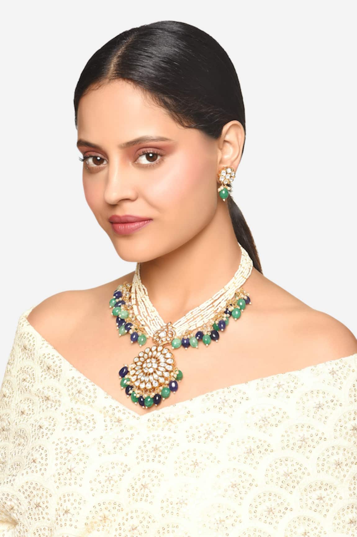 Raga Baubles Pearl Turquoise Necklace & Earrings Set