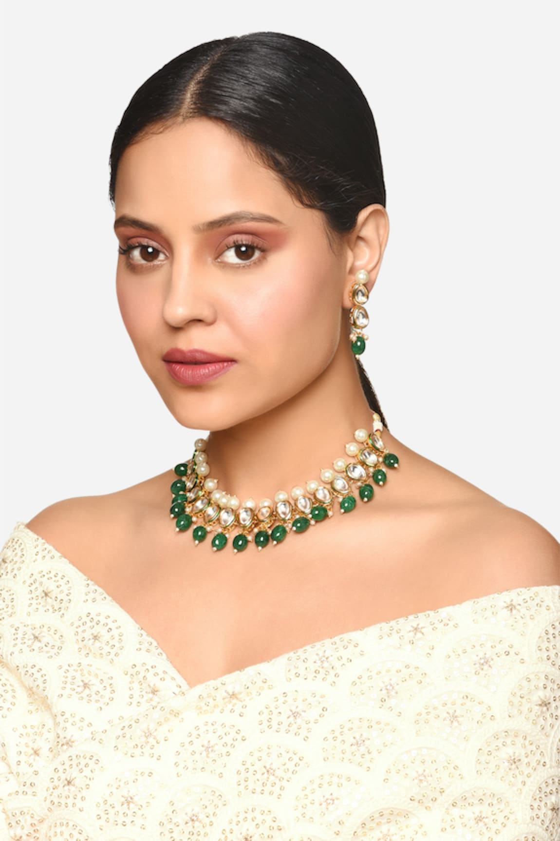 Raga Baubles Pearl & Emerald Choker Set