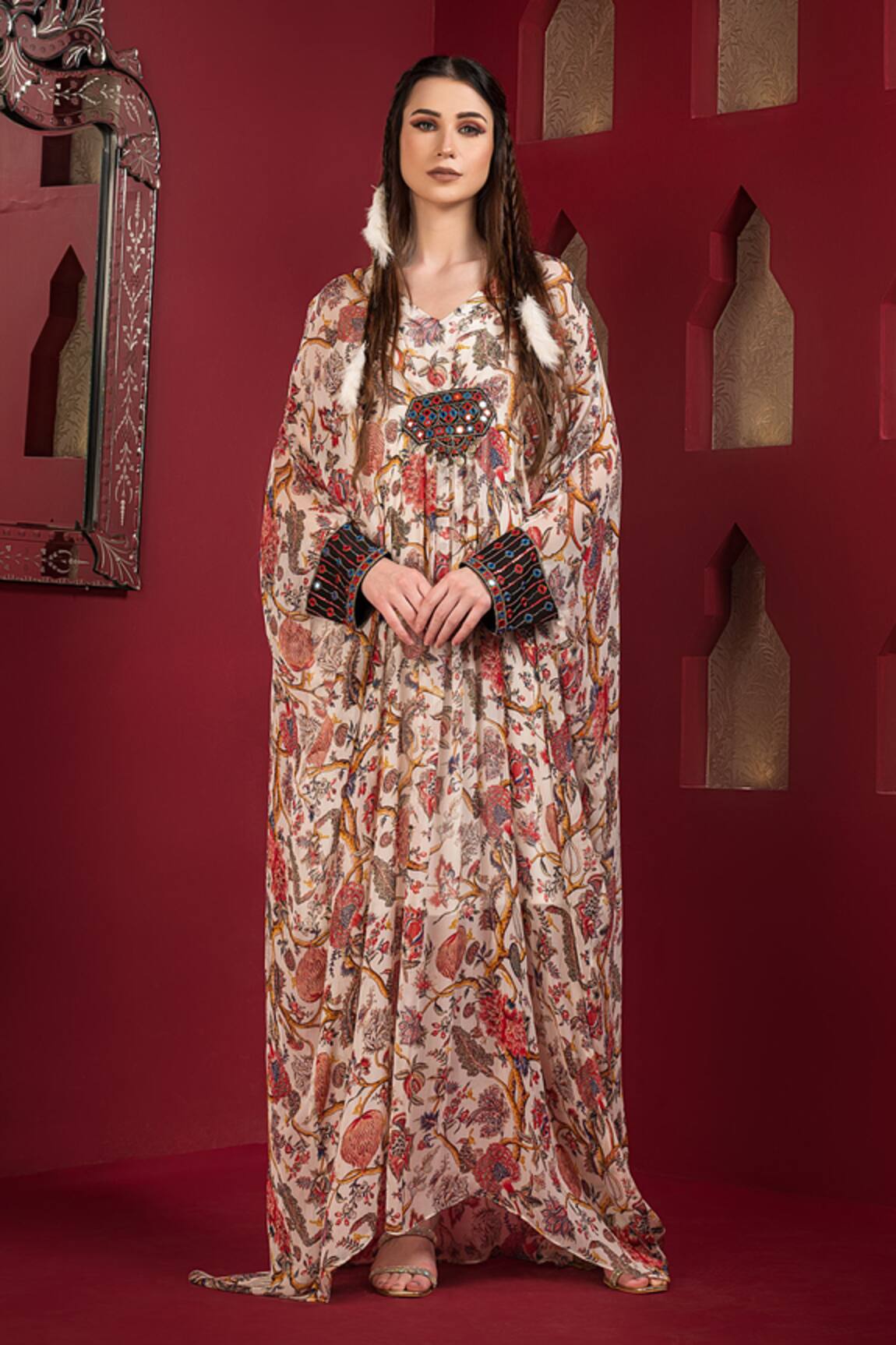 Q by Sonia Baderia Floral Print Kaftan Dress