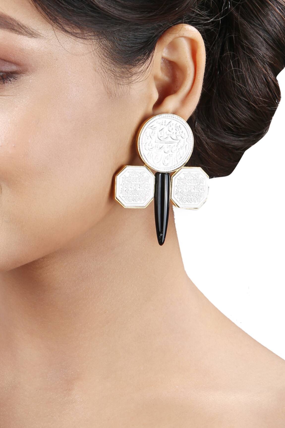 Trupti Mohta Mudra Carved Earrings 