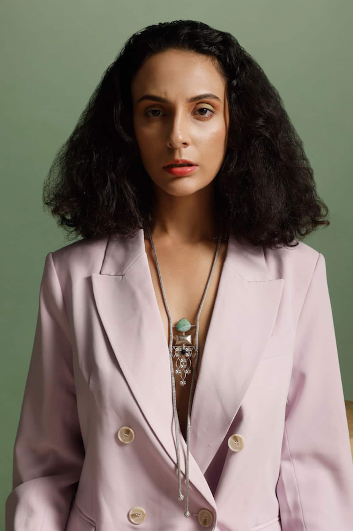 Trupti Mohta Geometric Carved Long Chain Pendant Necklace 