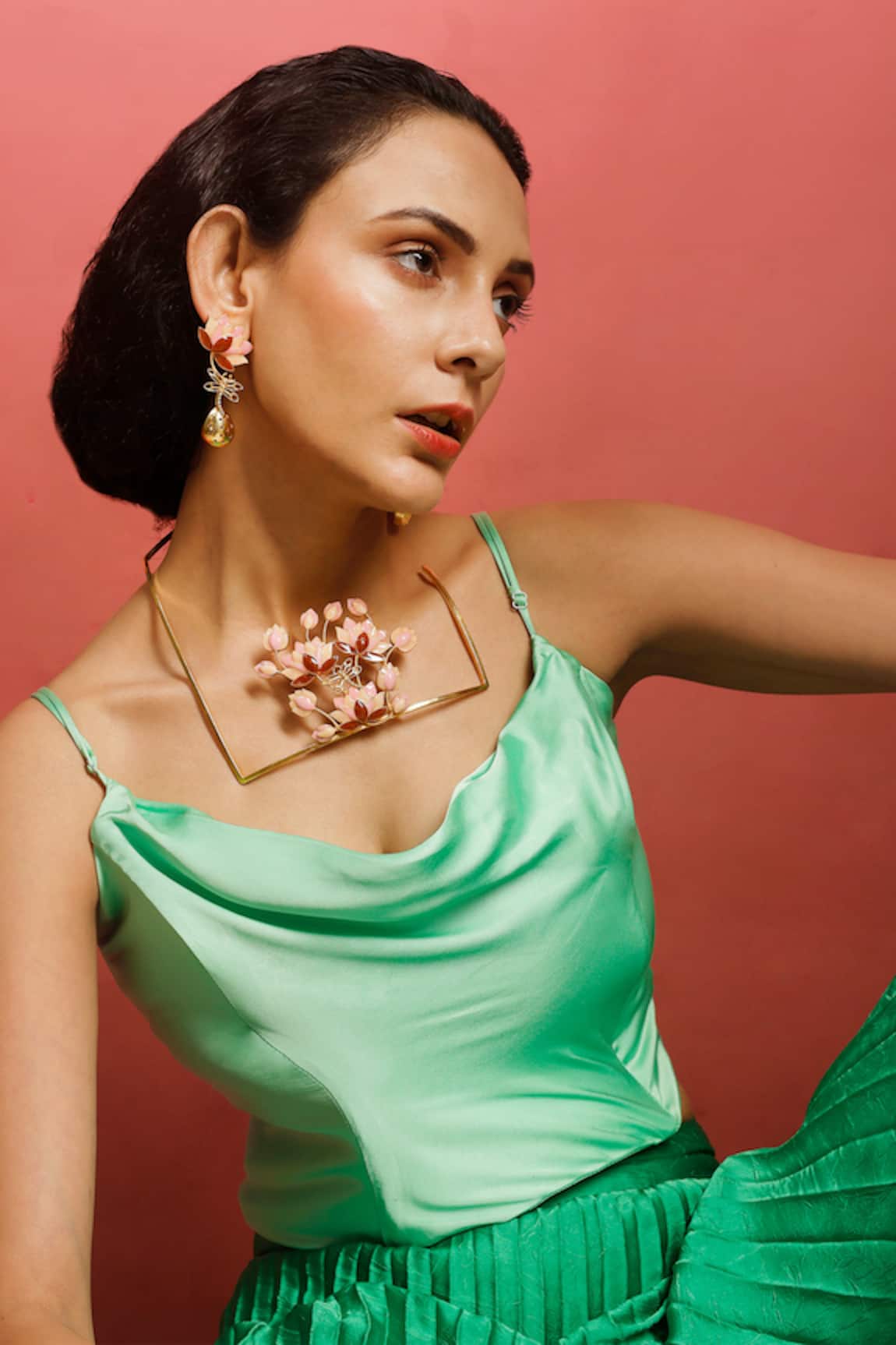 Trupti Mohta Lotus Carved Earrings 