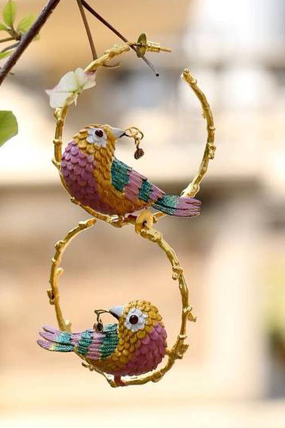 Trupti Mohta Carved Parrot Hoops 