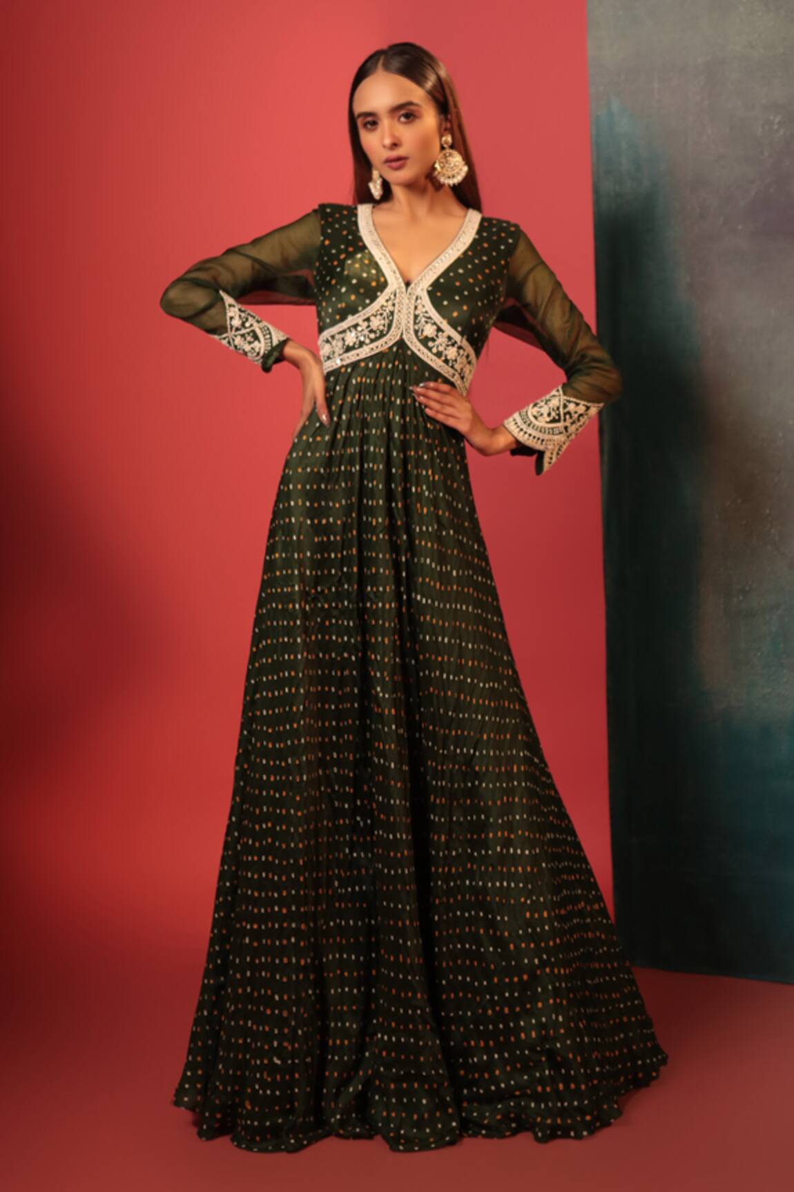 Bandhani Silk Dot Bandhani Pattern Anarkali