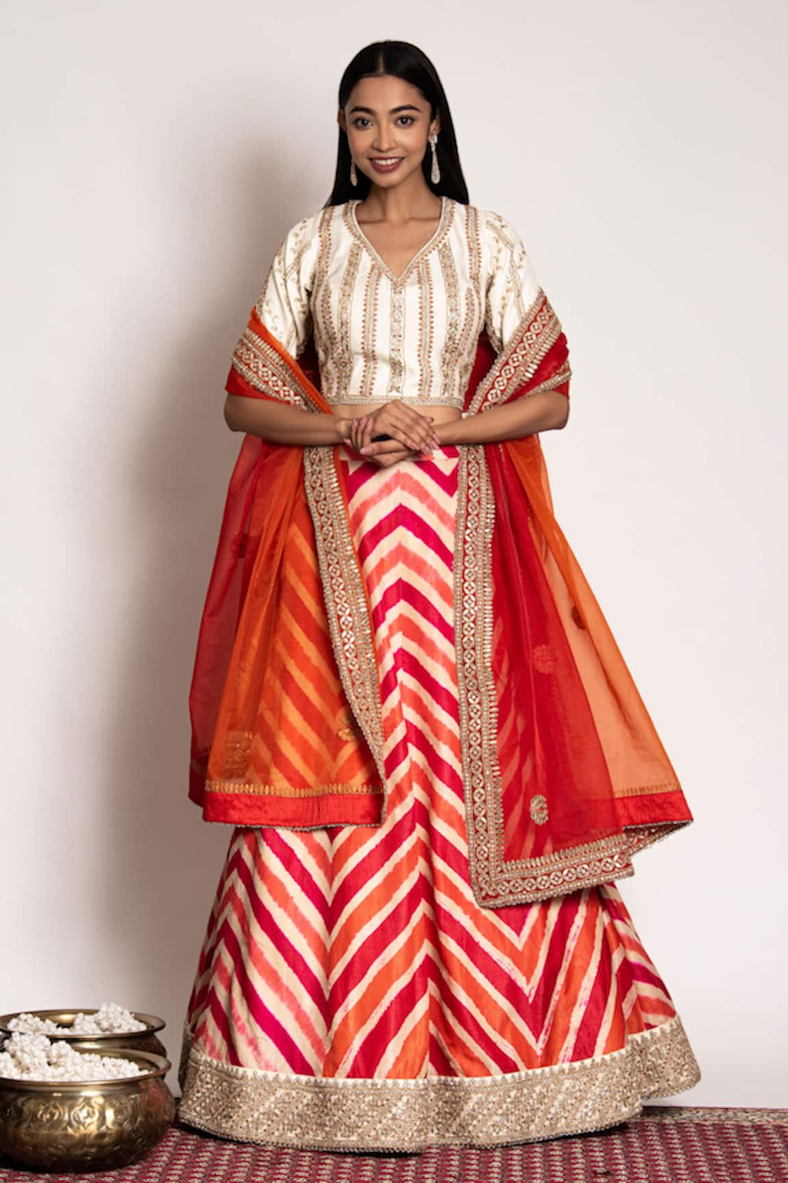 Bandhani Leheriya Pattern Lehenga Set