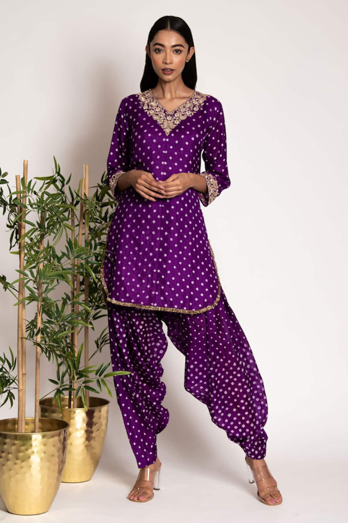 Bandhani Silk Bandhani Kurta With Patiala