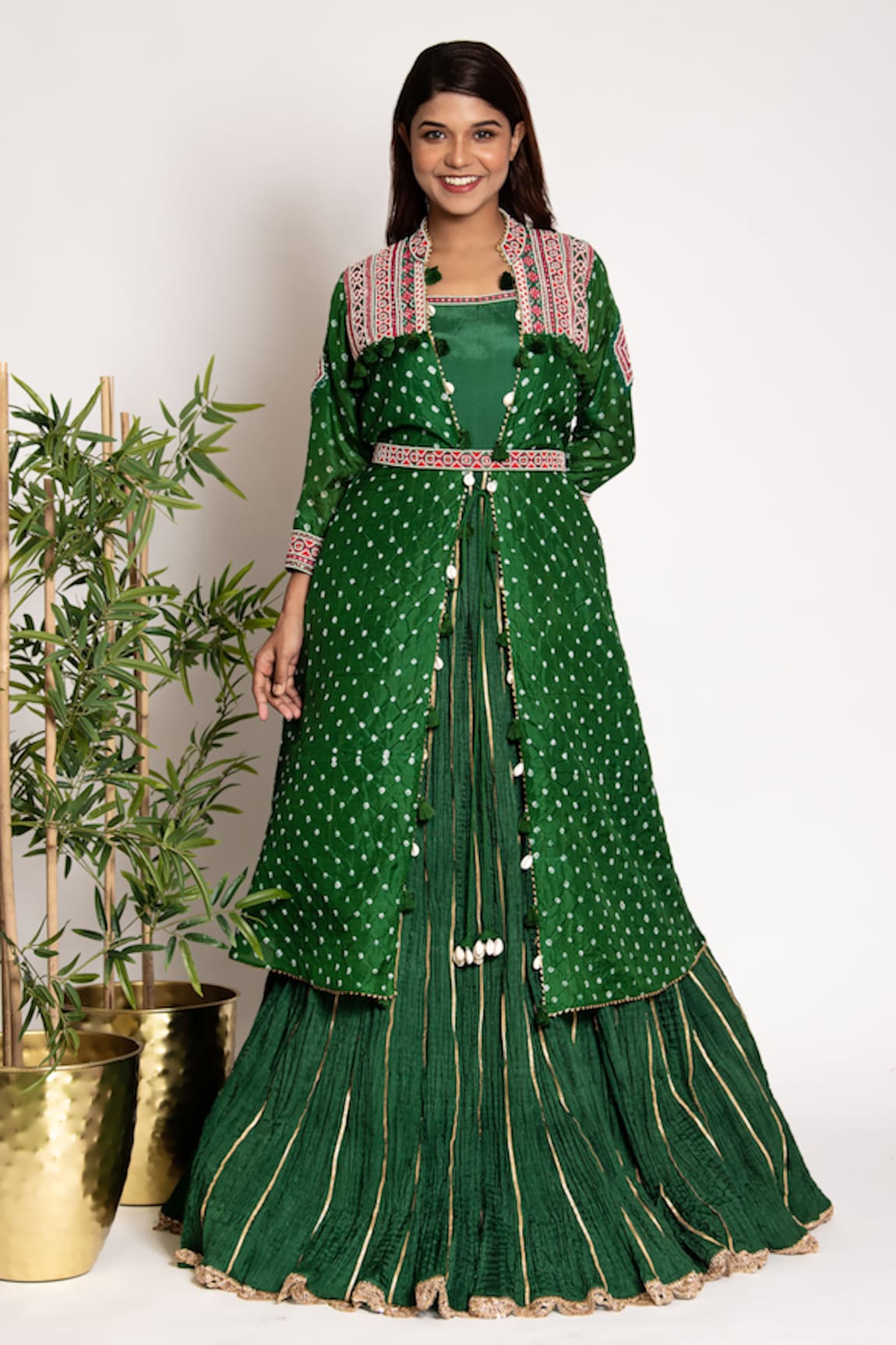 Bandhani Silk Bandhani Pattern Jacket Anarkali Set