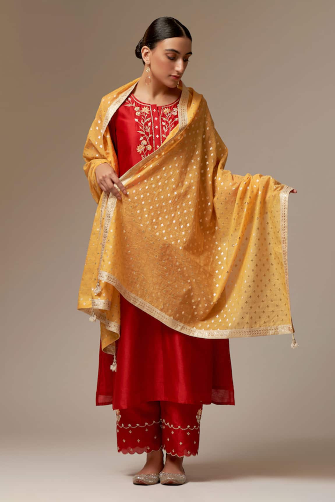 Anantaa By Roohi Silk Chanderi Hand Work Kurta Pant Set