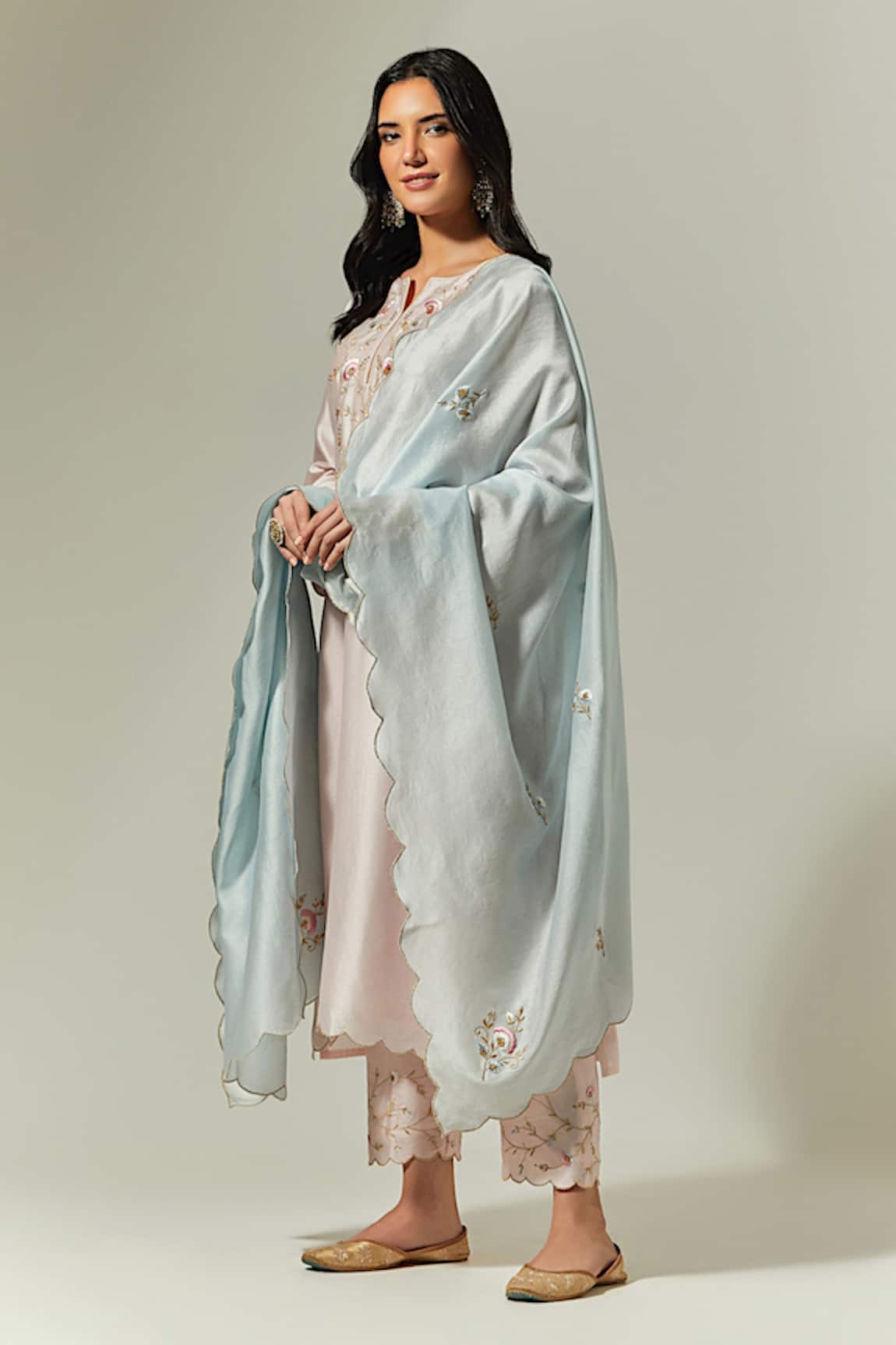 Anantaa By Roohi Silk Chanderi Hand Work Kurta Pant Set 