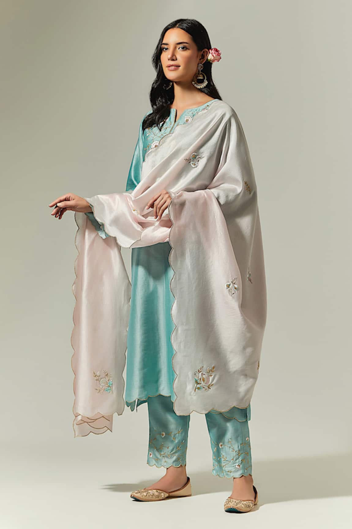 Anantaa By Roohi Silk Chanderi Embroidered Kurta Pant Set