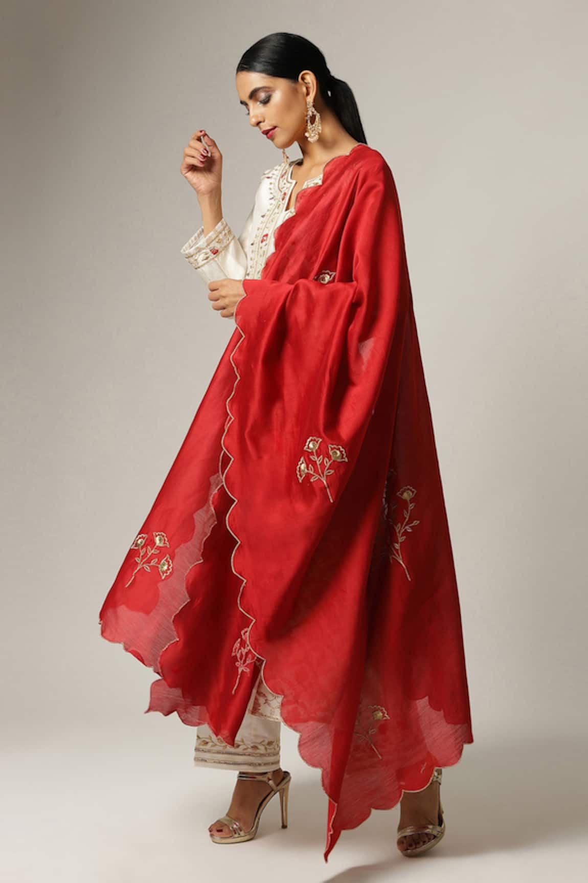 Anantaa By Roohi Silk Chanderi Full Sleeve Kurta Pant Set 