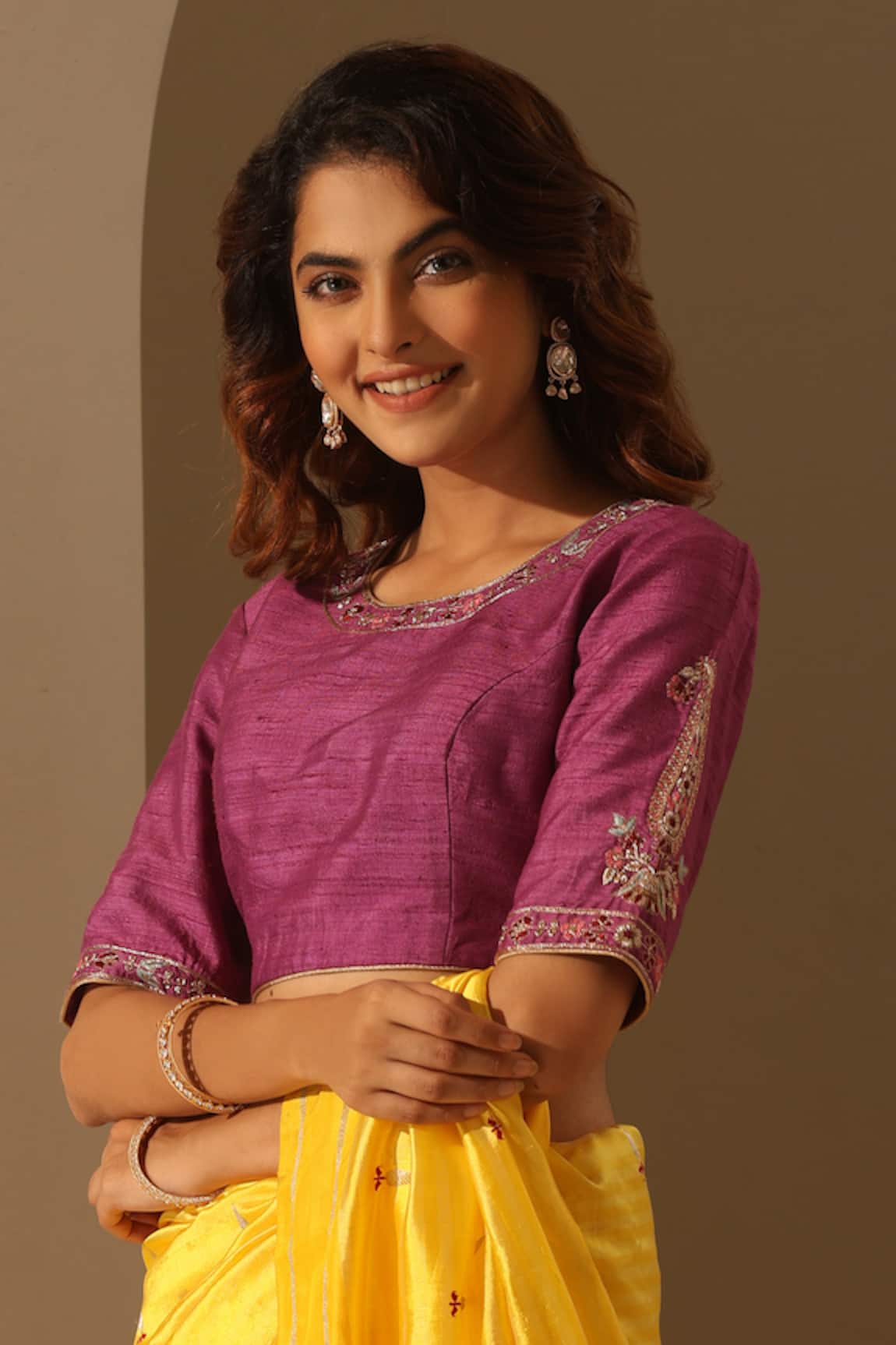 Weaver Story Placement Resham Embroidered Blouse 