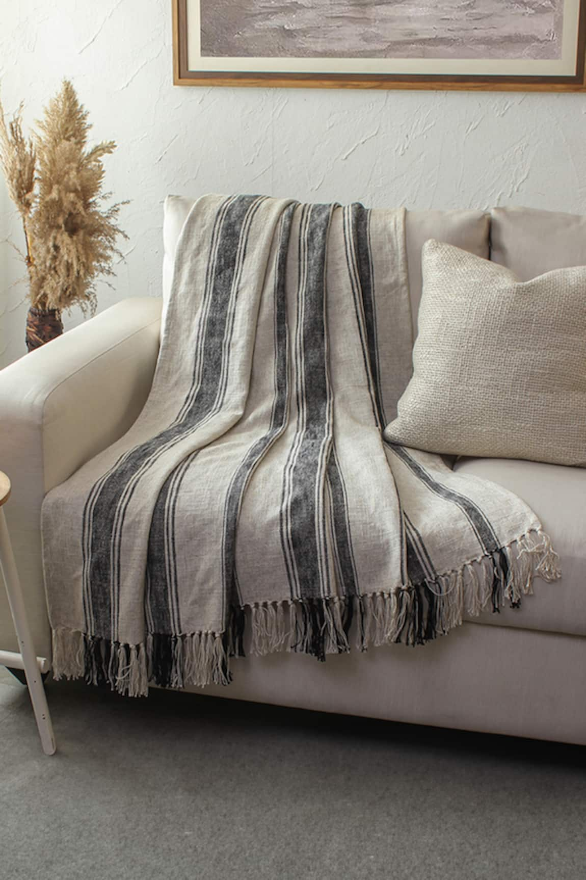 House This Satpura Stripe Pattern Cotton Throw