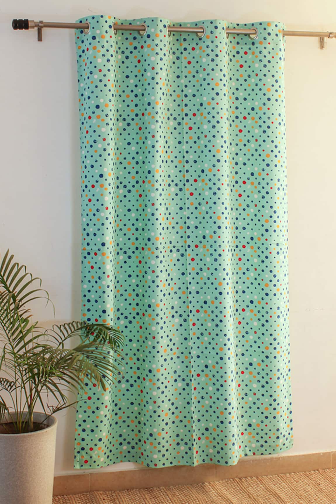 House This Contrast Polka Dot Pattern Window Curtain