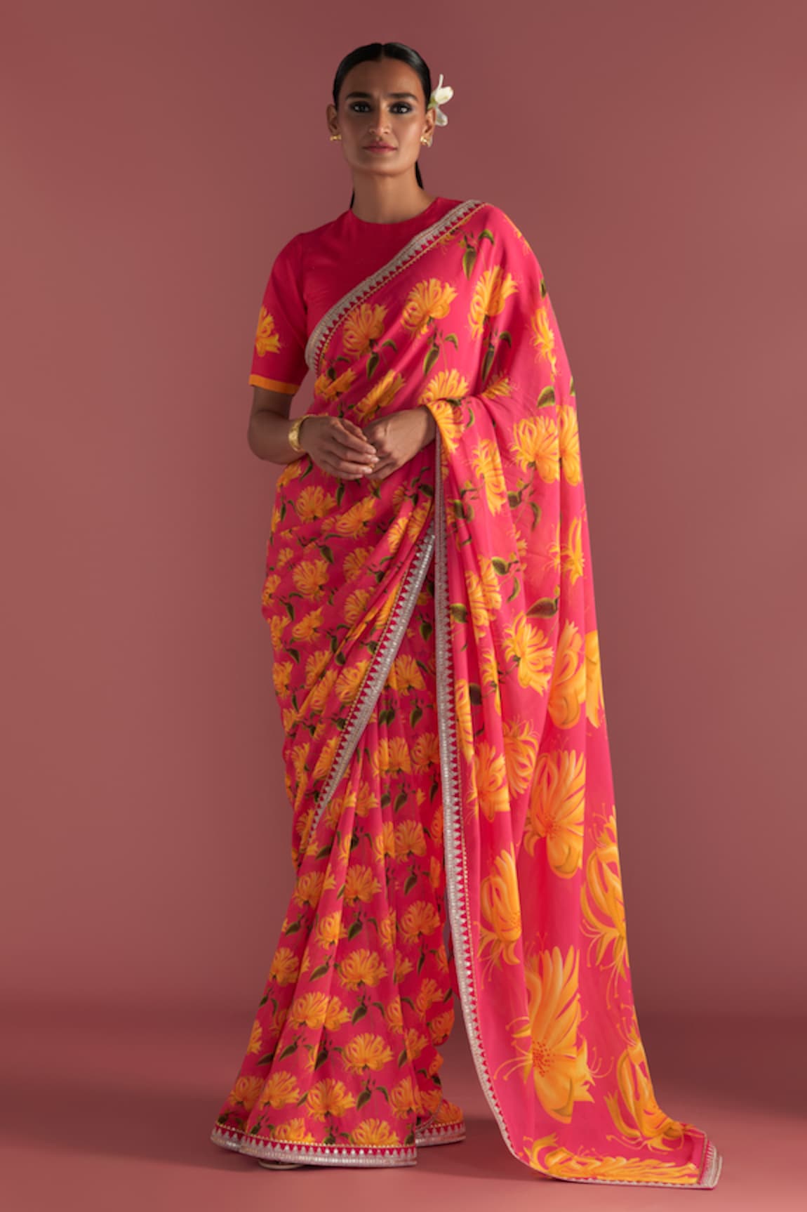 Masaba Mist Print Saree With Blouse Piece