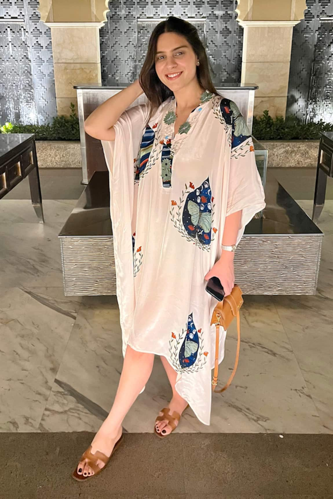 IKA Abstract Butterfly Print Kaftan Dress