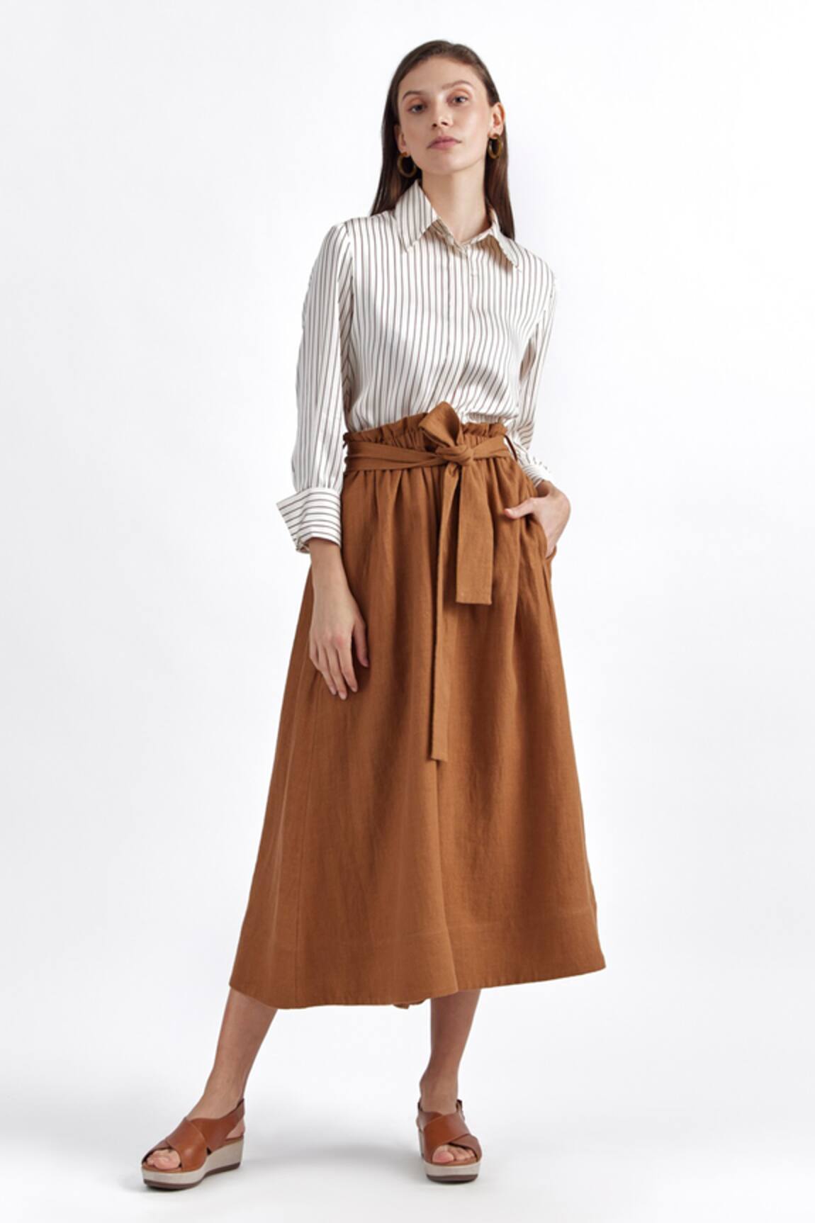 PERONA Striped Pattern Shirt