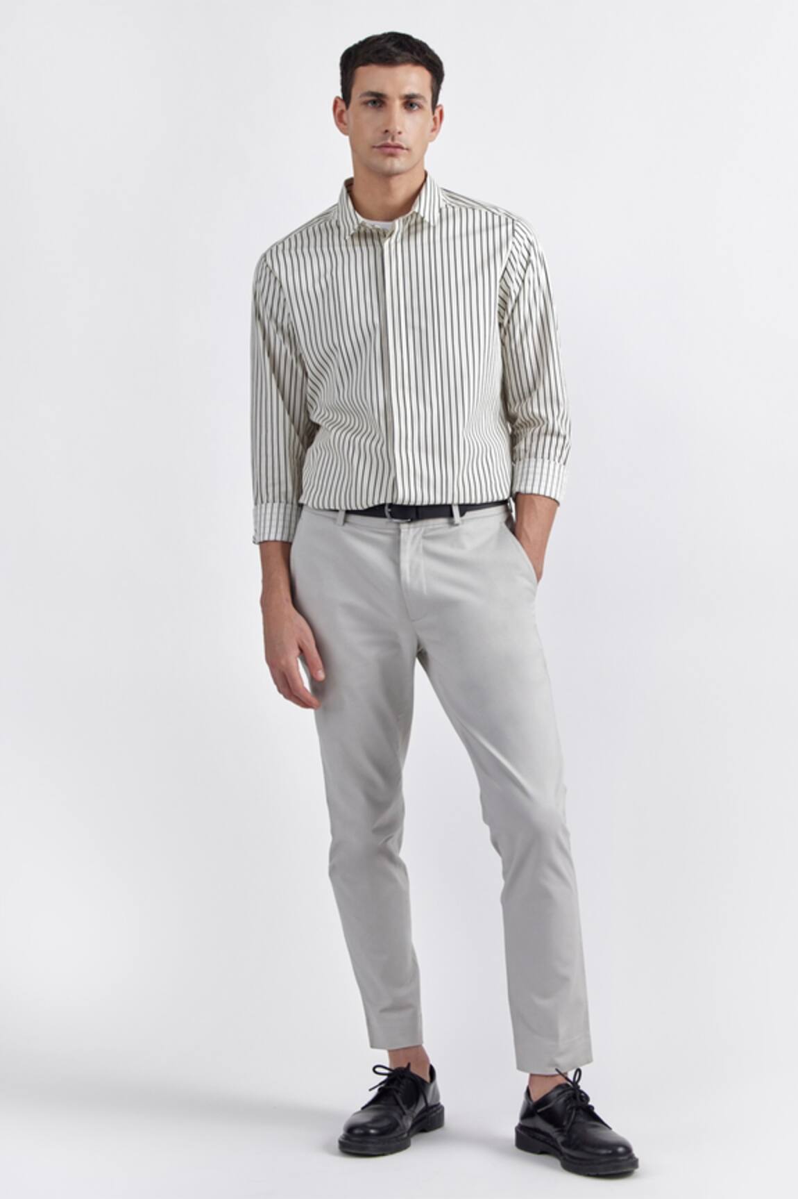 PERONA Cornelius Cotton Stripe Pattern Shirt