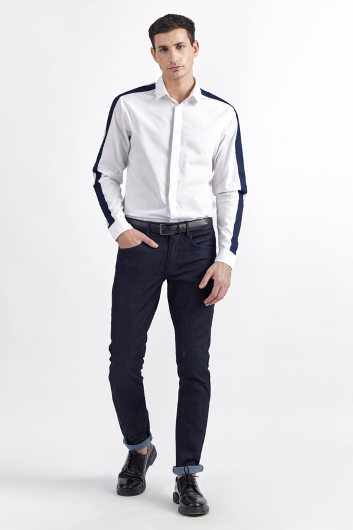 PERONA Full Sleeve Contrast Panel Shirt