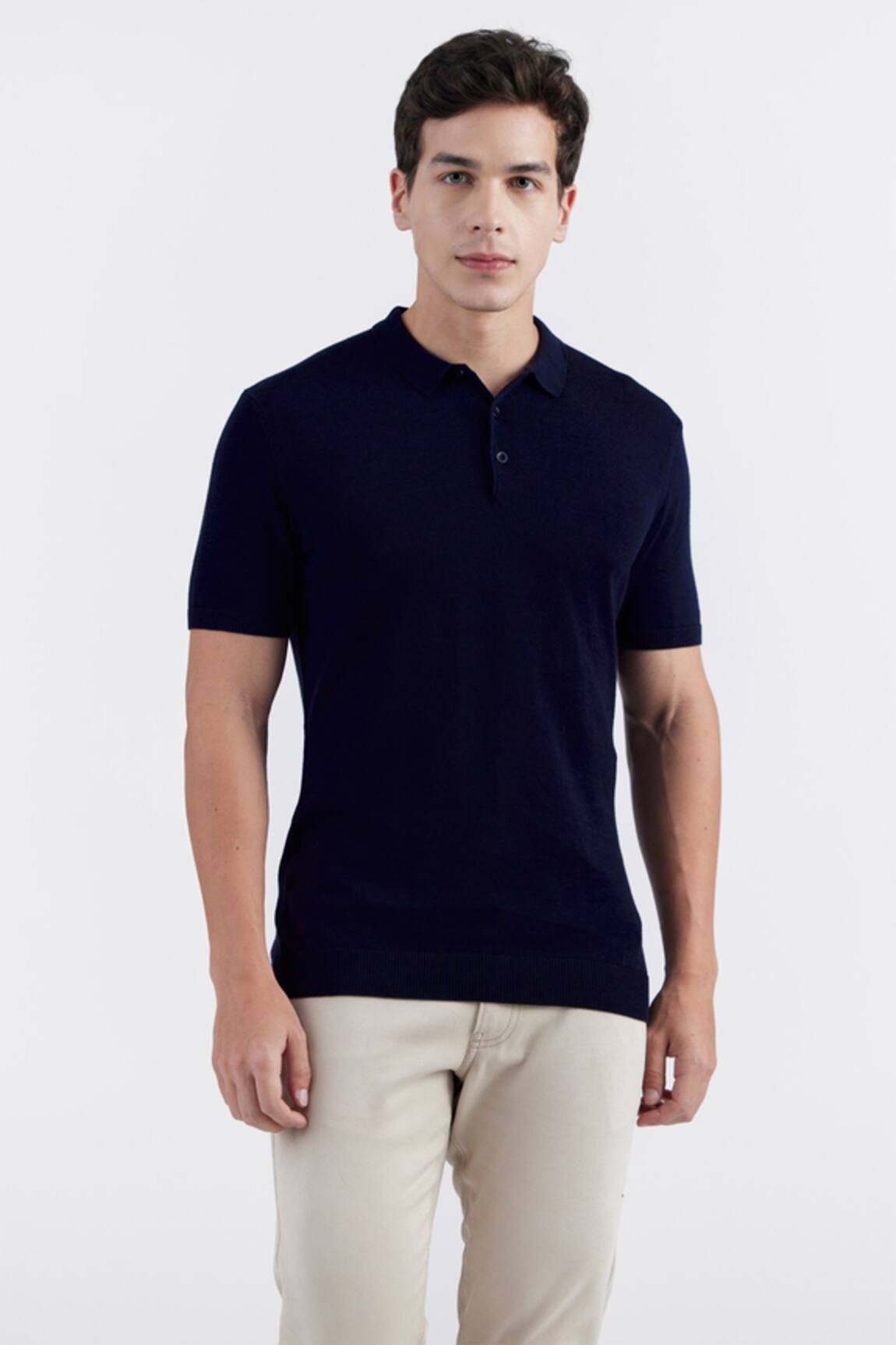PERONA Cotton & Silk Plain Polo Tee