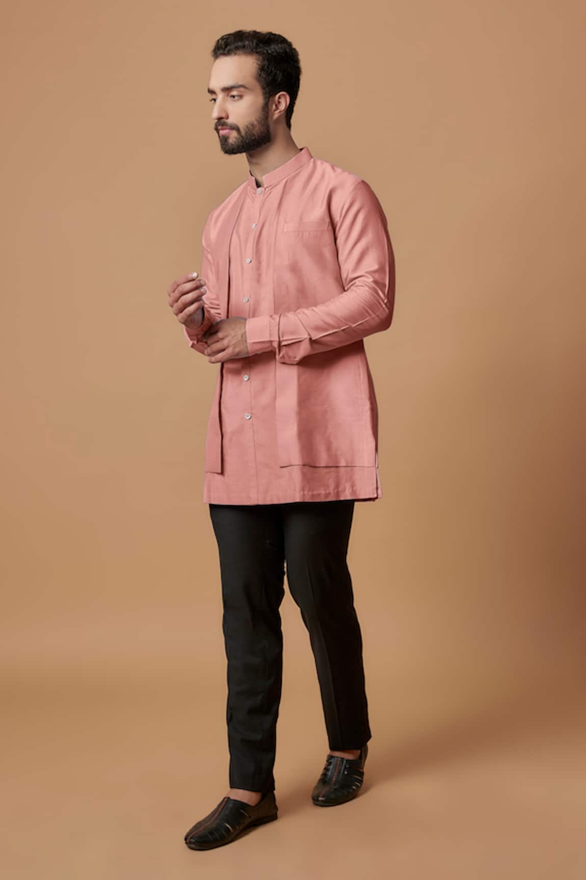 BUBBER COUTURE Devansh Cotton Silk Pintuck Kurta 