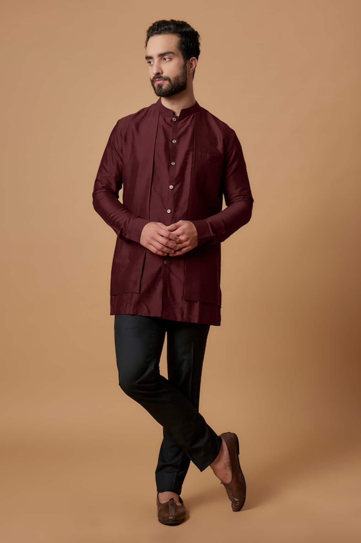 Bubber Couture Jairaj Cotton Silk Layered Shirt Kurta