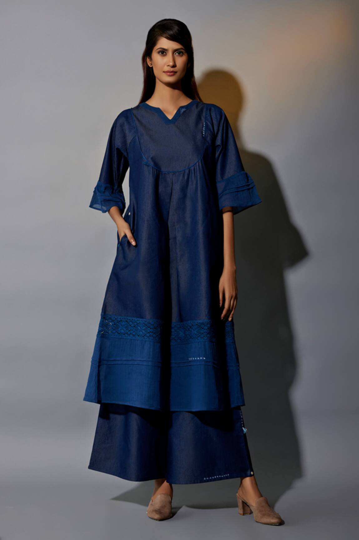 JAYATI GOENKA Cord Border Embroidered Anarkali & Palazzo Set