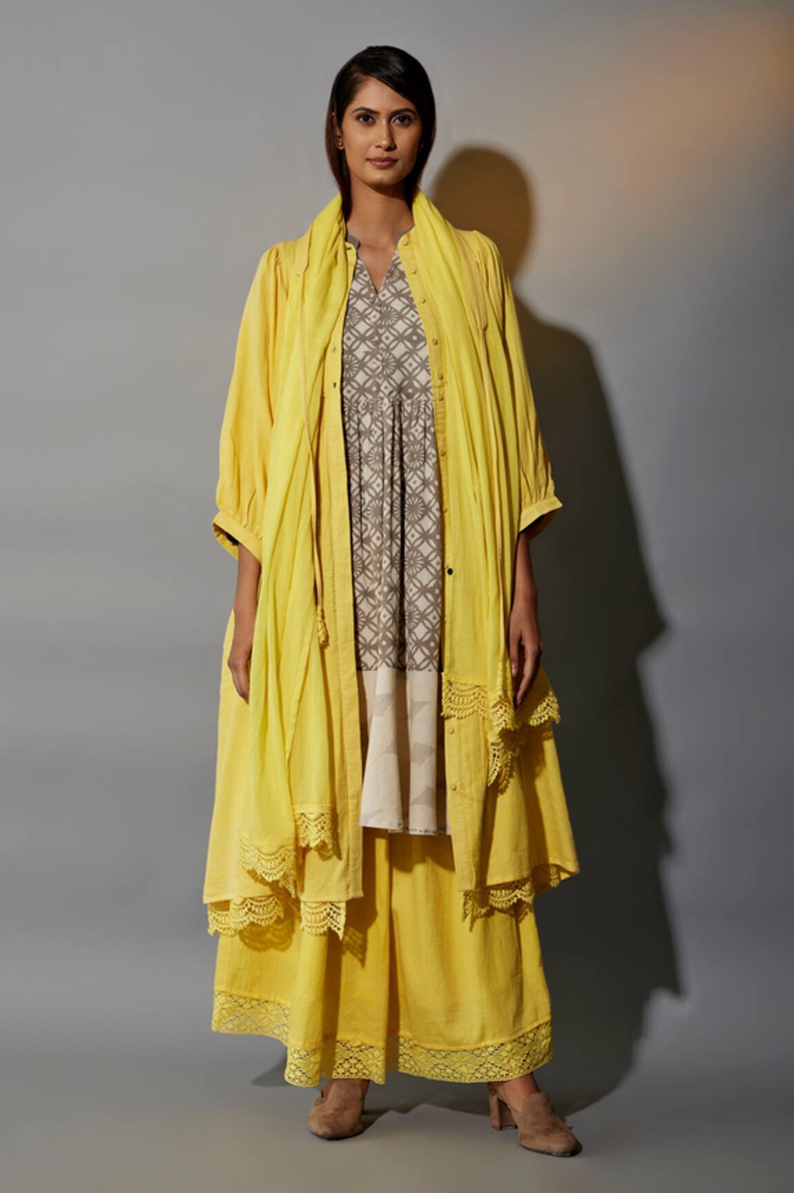 Jayati Goenka Gathered Overlay Printed Anarkali Set 