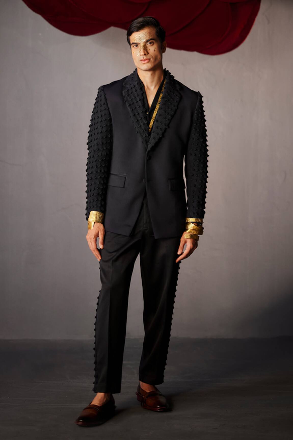 Jatin Malik Stygian Textured Embroidered Blazer Trouser Set 