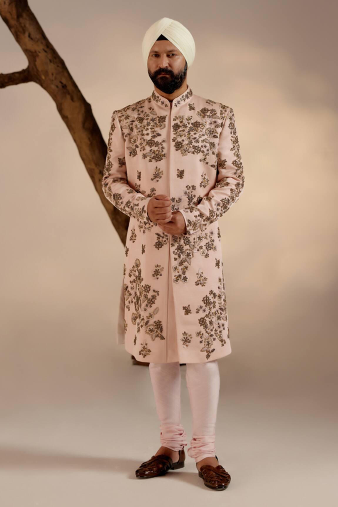 Jatin Malik Zari & Resham Bloom Work Sherwani Set