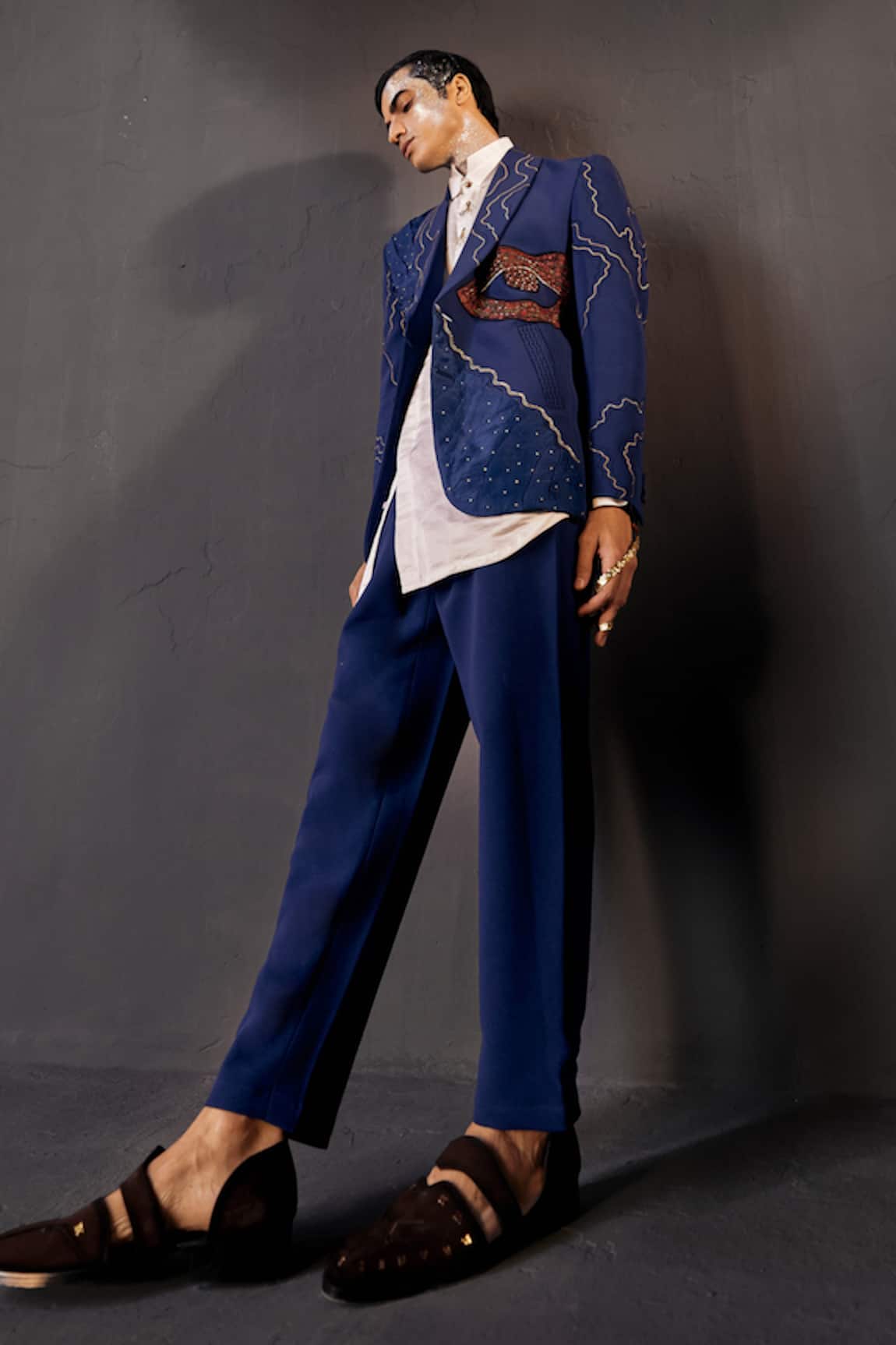 Jatin Malik Lips Embroidered Blazer & Pant Set