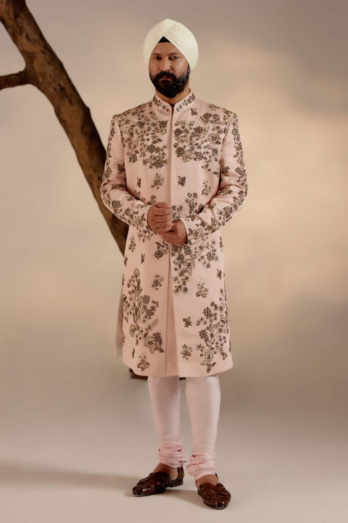 Jatin Malik Zari & Resham Floral Work Sherwani Set