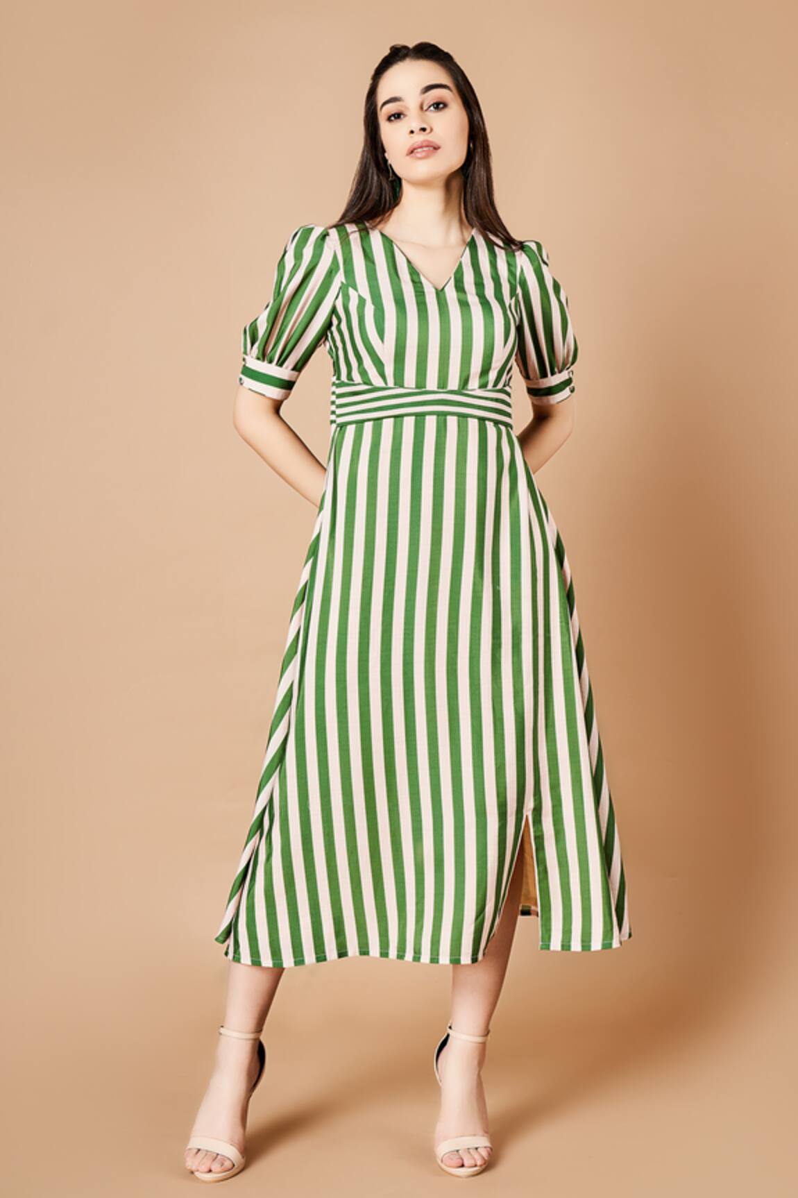 Sammohi By Moksha And Hiral Silas Stripe Pattern Dress
