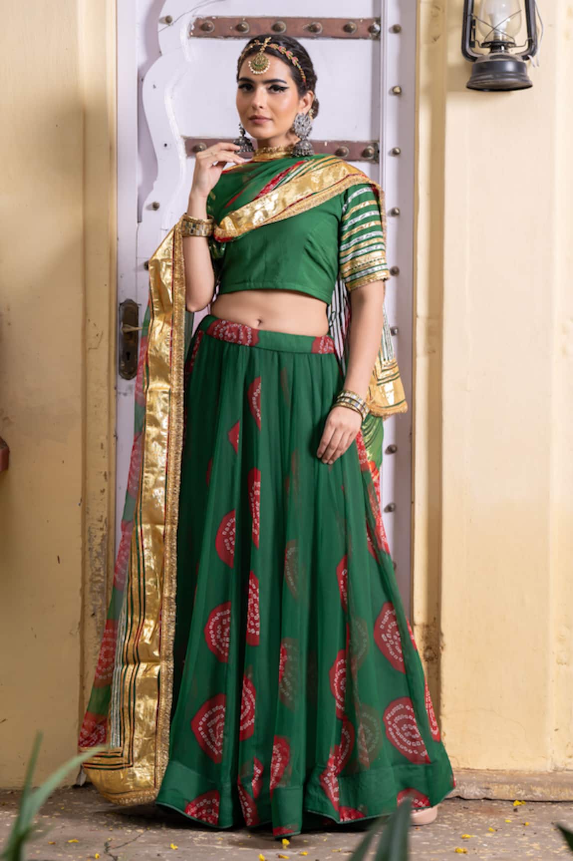 Gulabo Jaipur Chanchal Bandhani Print Skirt Set