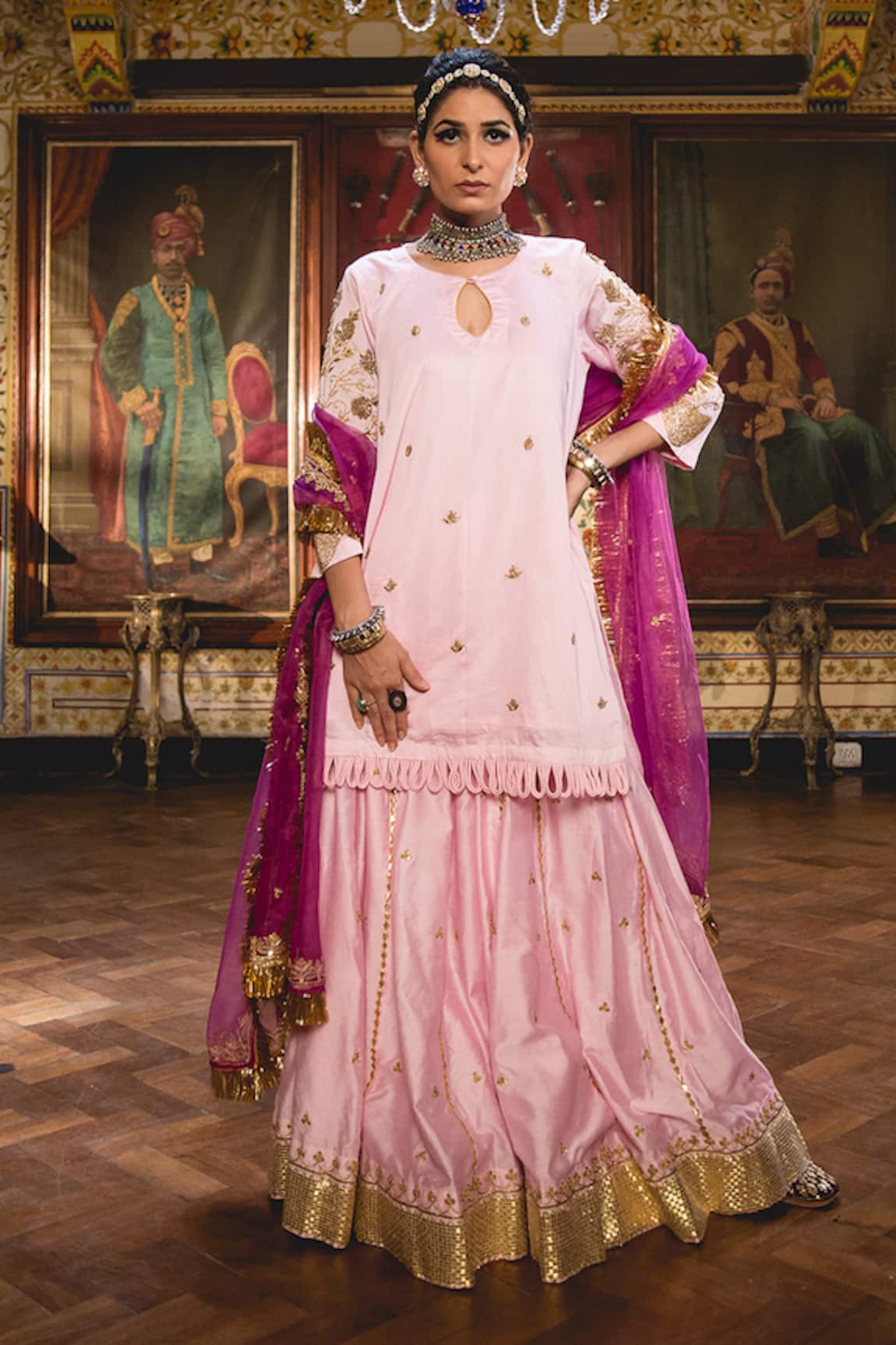 Gulabo Jaipur Imama Chanderi Zari Embroidered Kurta Sharara Set