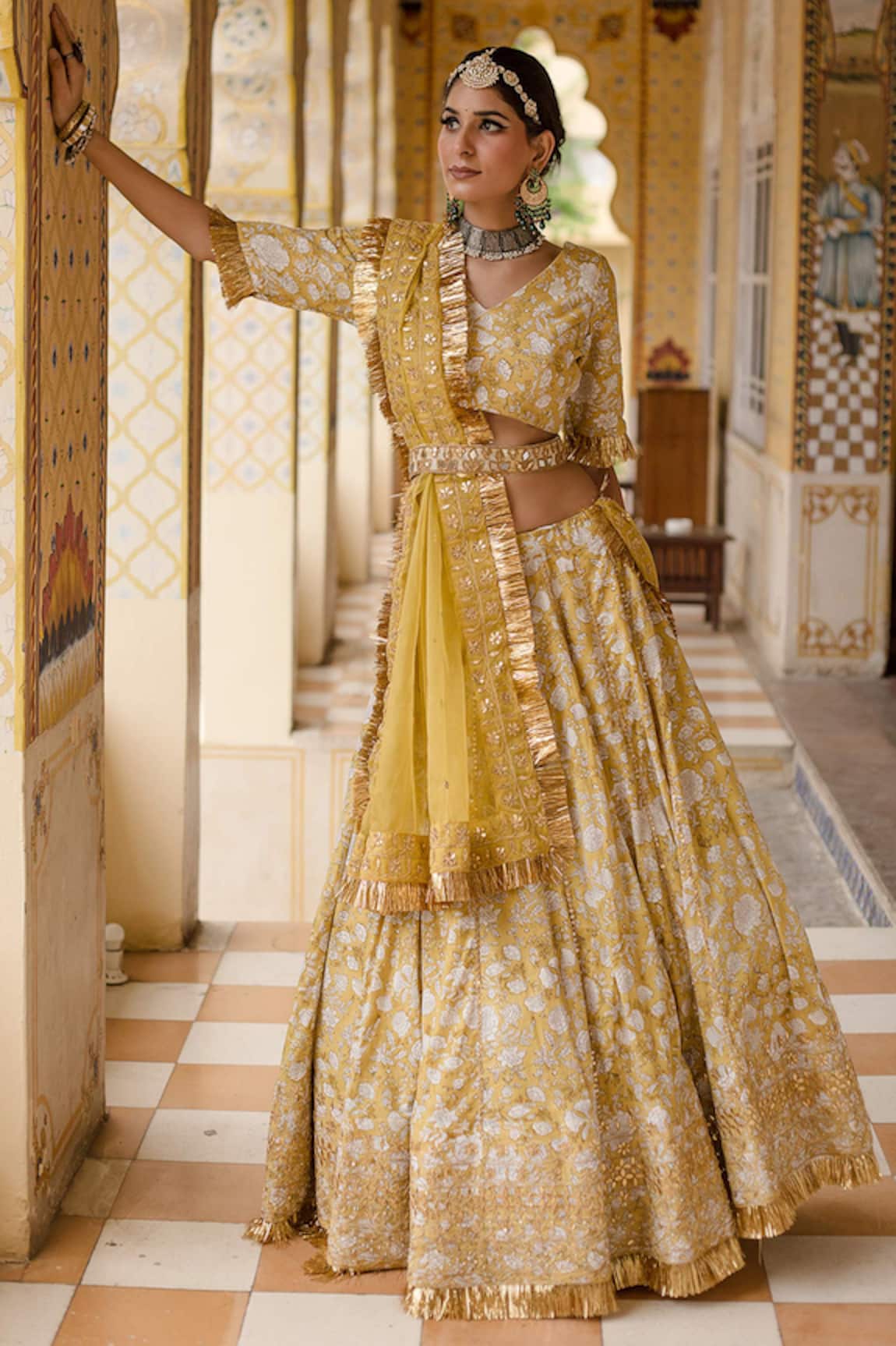 Gulabo Jaipur Shehzadi Mughal Botanic Print Lehenga Set