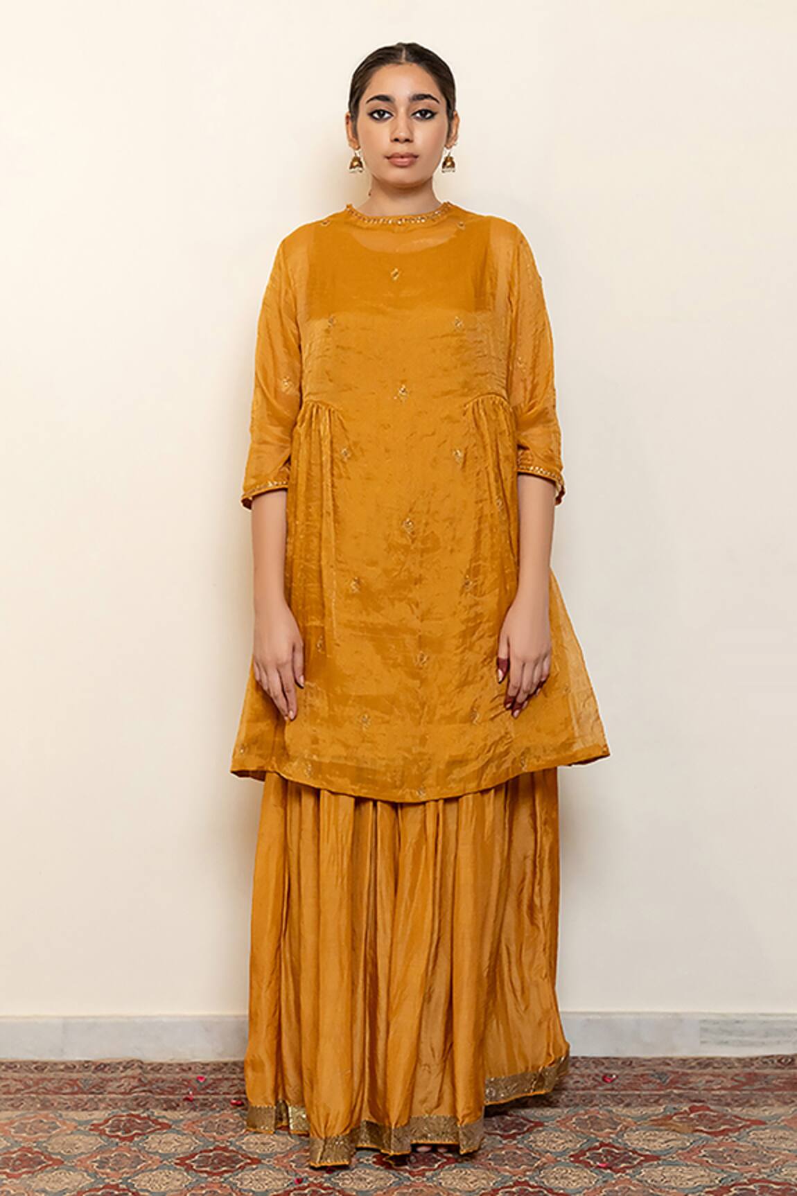Nirjara Zareen Floral Embroidered Kurta With Gharara 