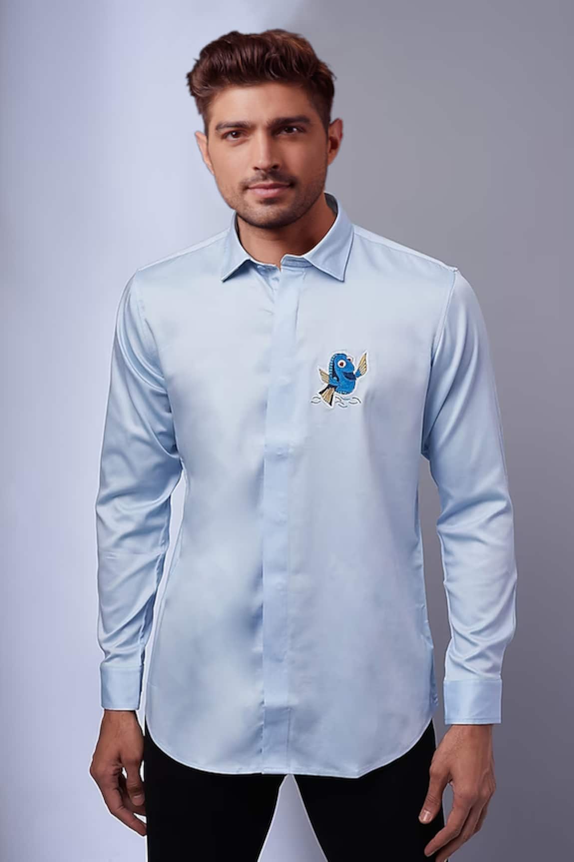 SAMMOHAN CEREMONIAL Placement Fish Embroidered Shirt