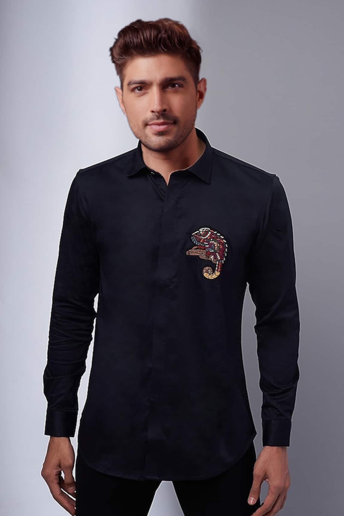SAMMOHAN CEREMONIAL Full Sleeve Placement Abstract Embroidered Shirt