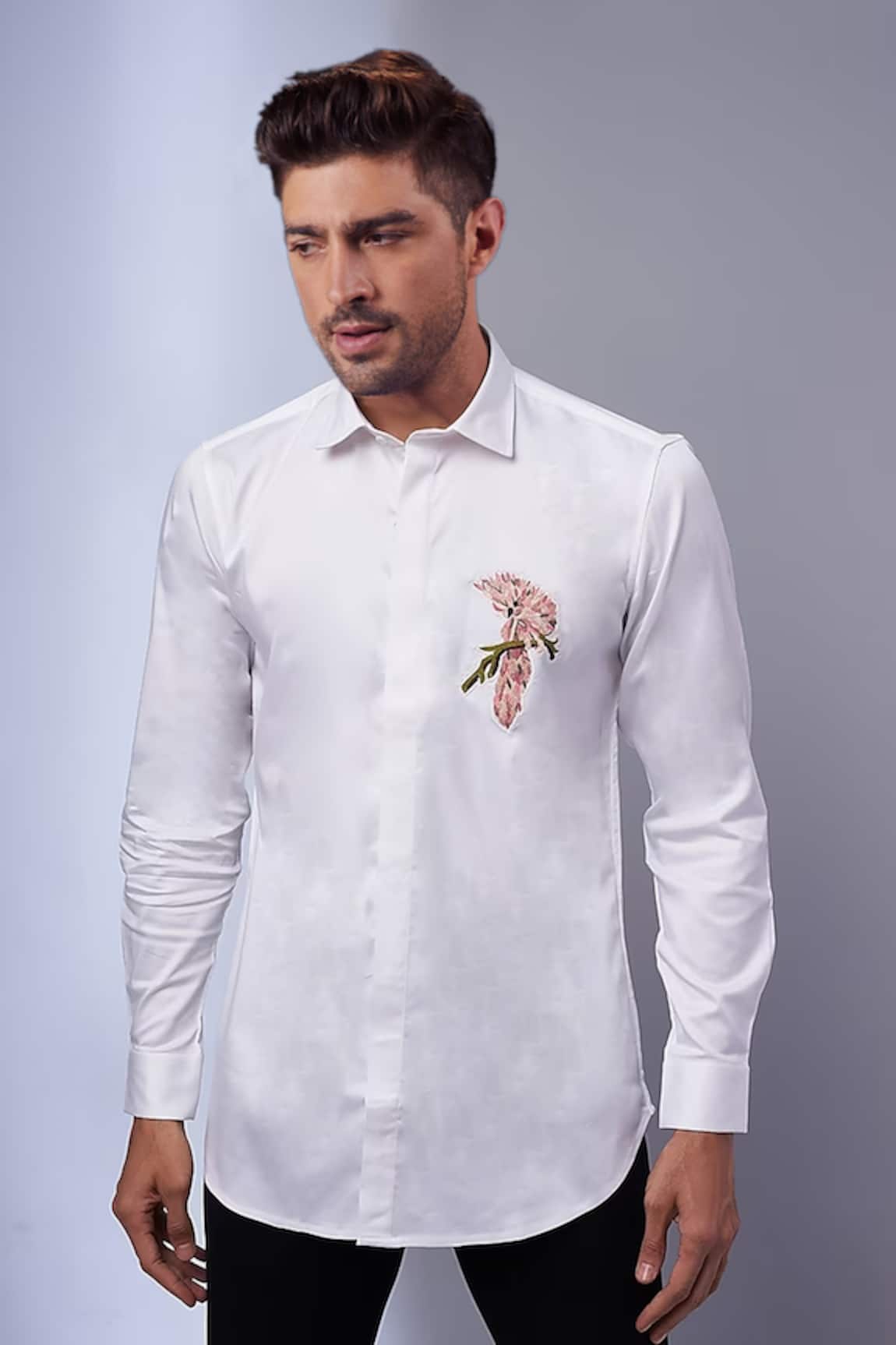 SAMMOHAN CEREMONIAL Placement Abstract Embroidered Full Sleeve Shirt