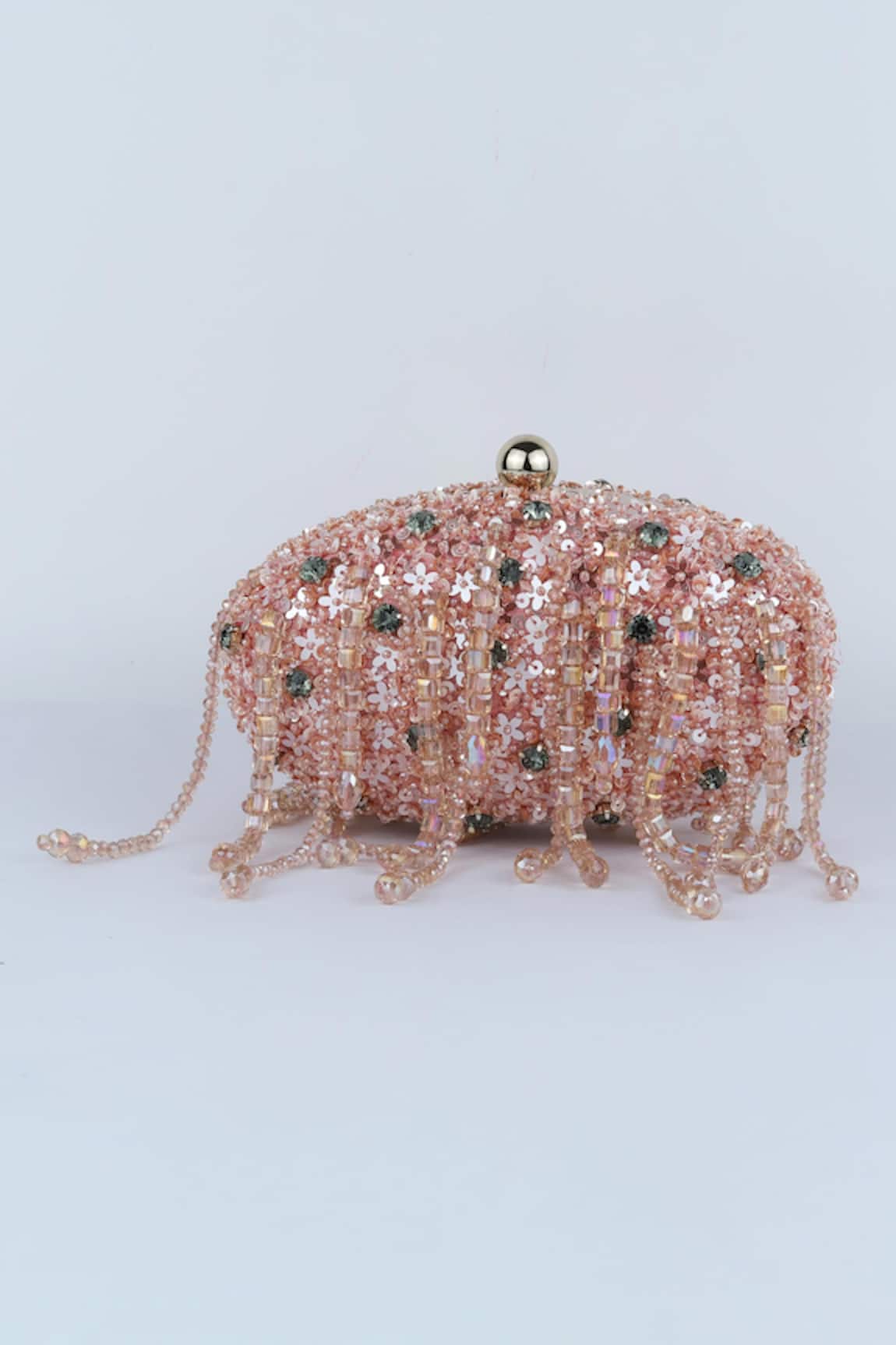 Bag Head Floral Sequin Embellished Oval Bag 