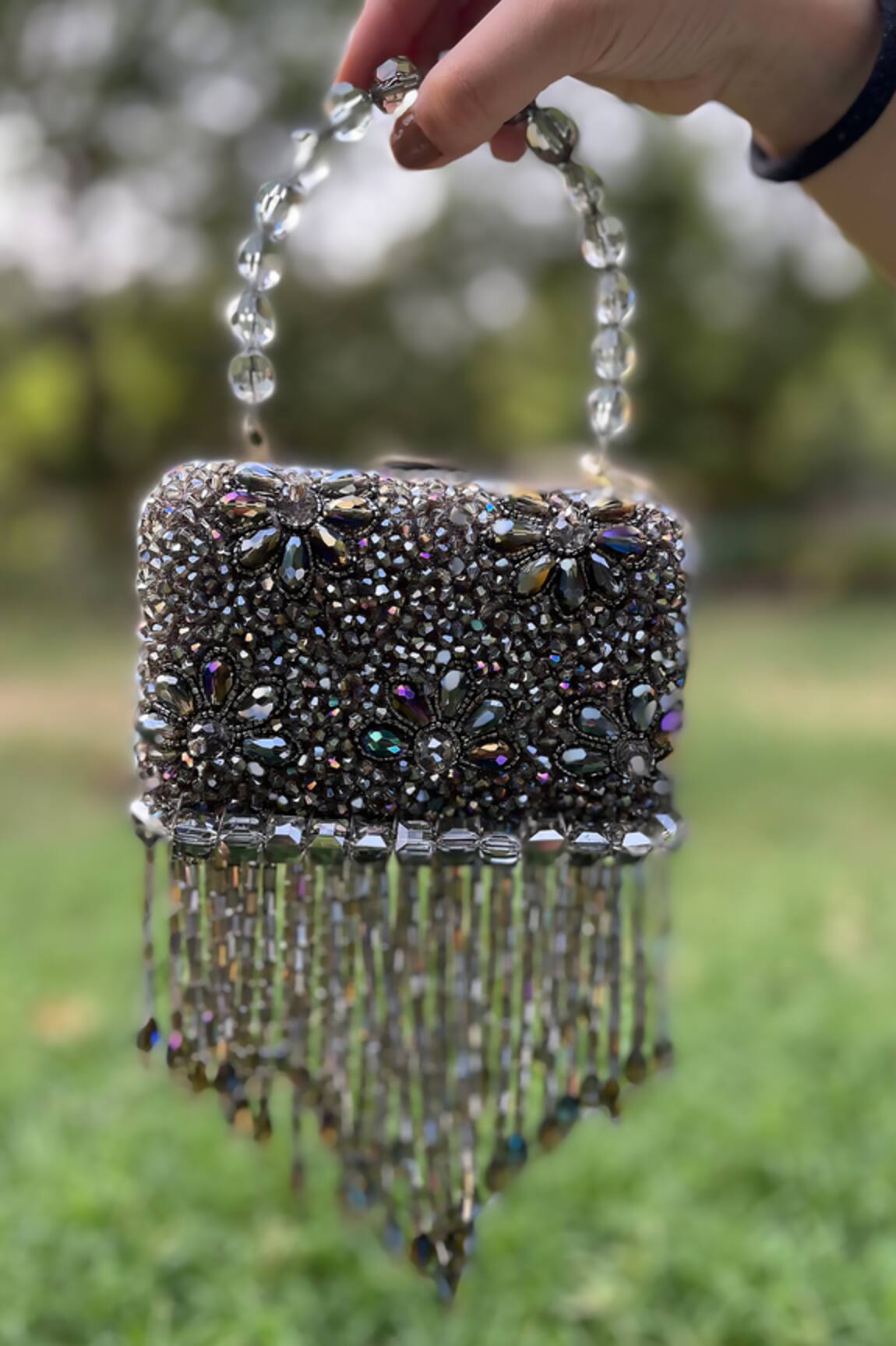 Bag Head Floral Bead Embellished Bag