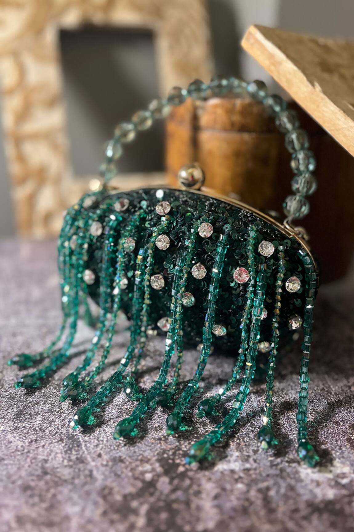 Bag Head Jewel Embellished Oval Bag