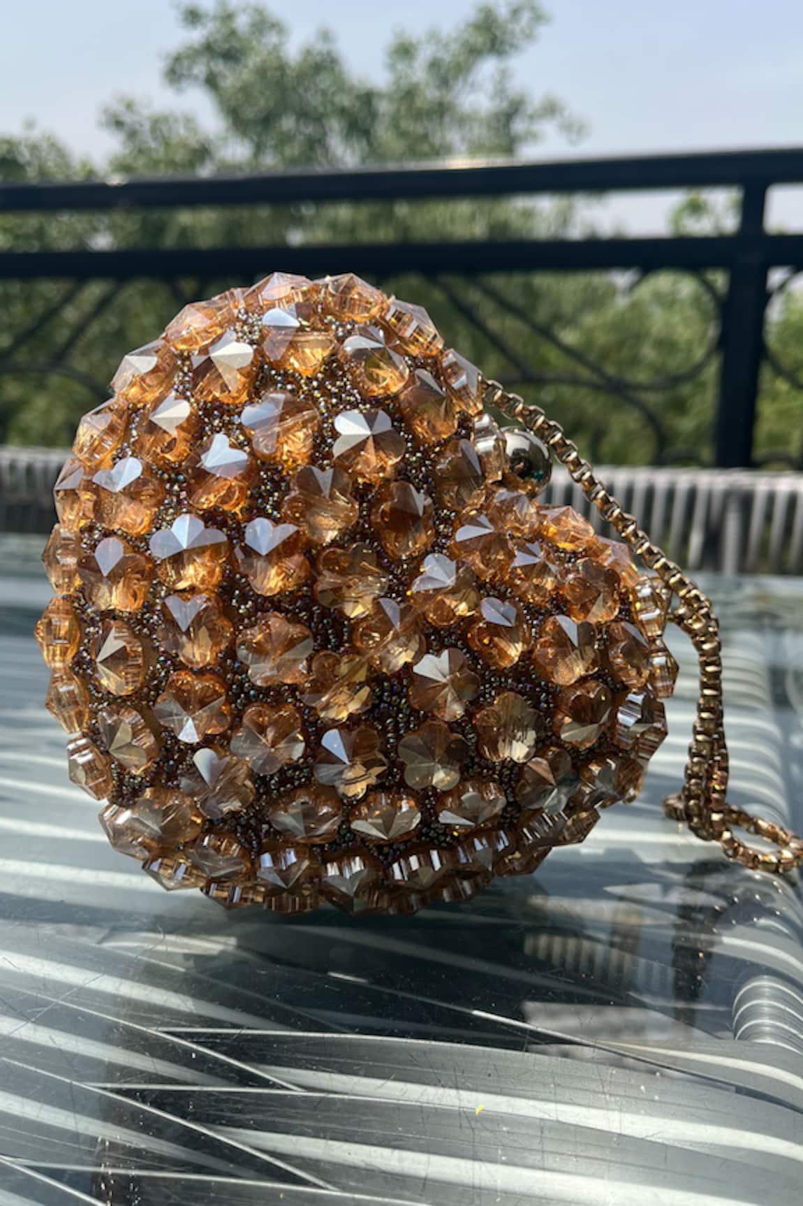 BAG HEAD Heart Shaped Stone Embellished Bag