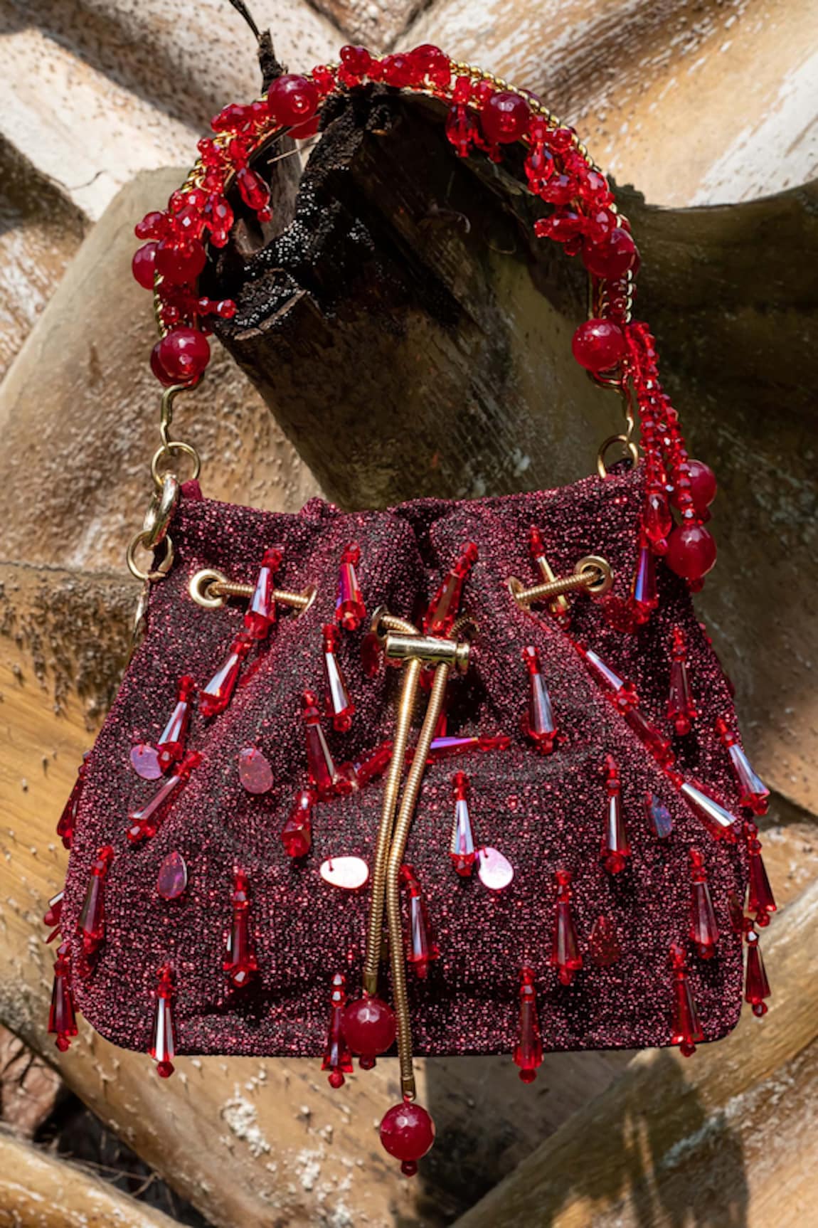 BAG HEAD Crystal & Pearl Embellished Potli