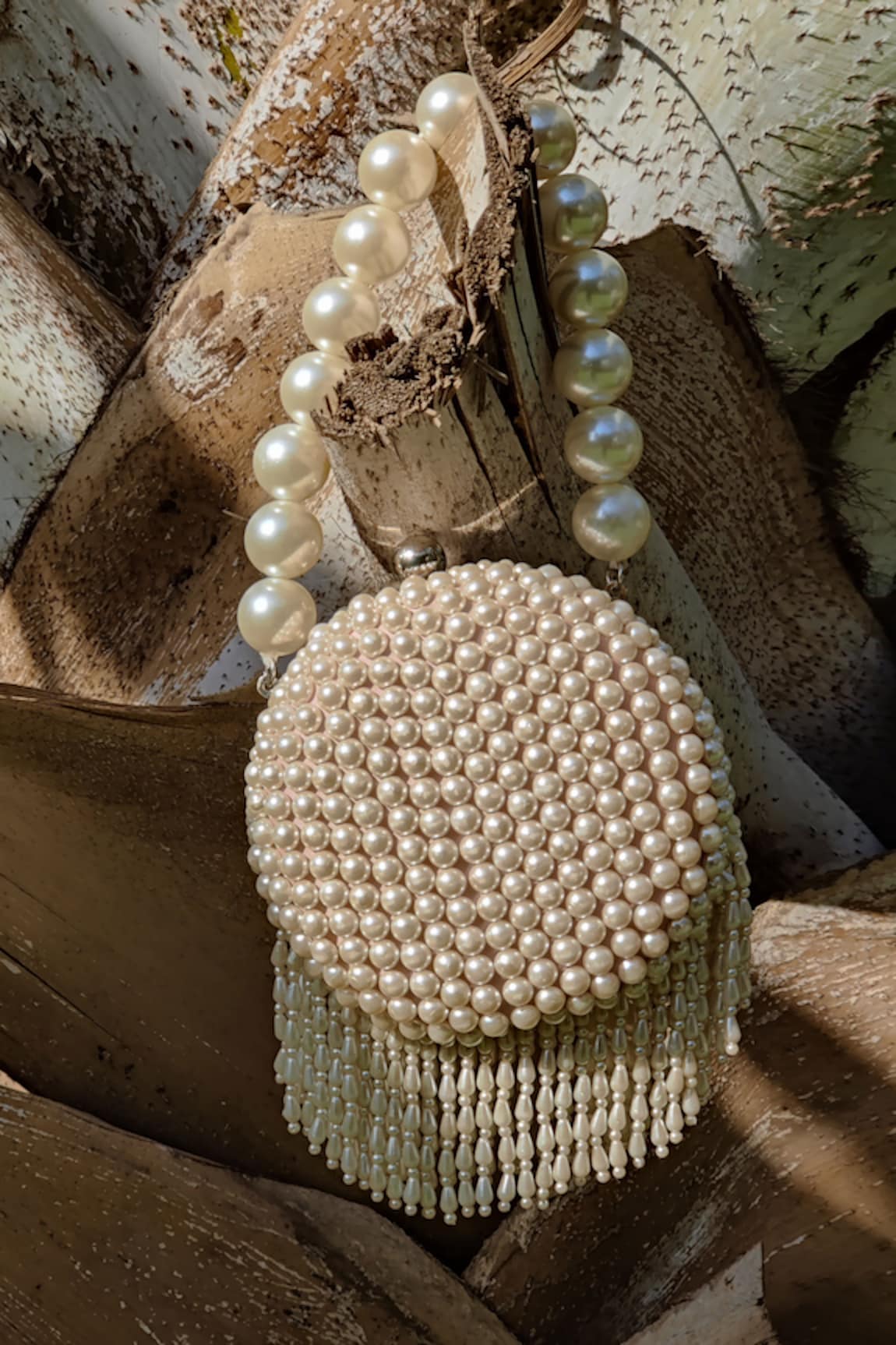 BAG HEAD Pearl Embellished Round Bag